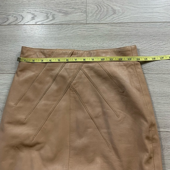 Lamarque Collection Tan Leather Midi Pencil Skirt - Picture 11 of 13